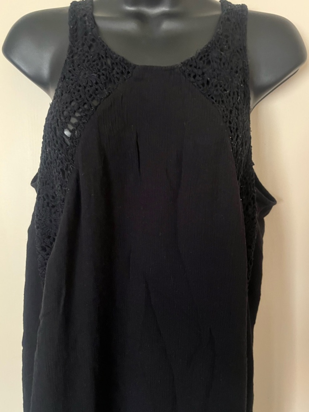 O'Neill Black Crochet Yoke Tank Top